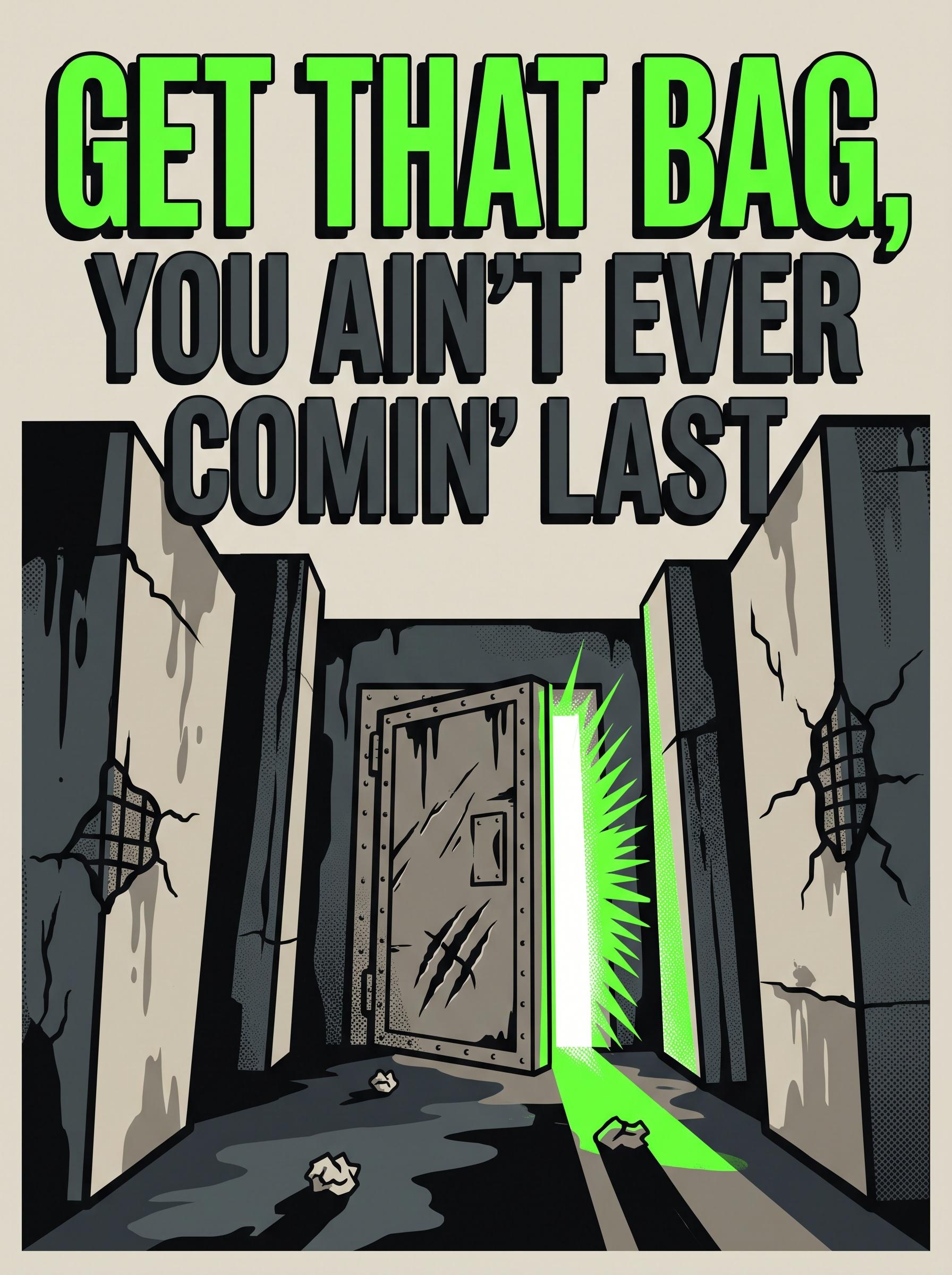 "Get that bag, you ain't ever comin’ last" by Fat Papi & prodshushy — lyric art