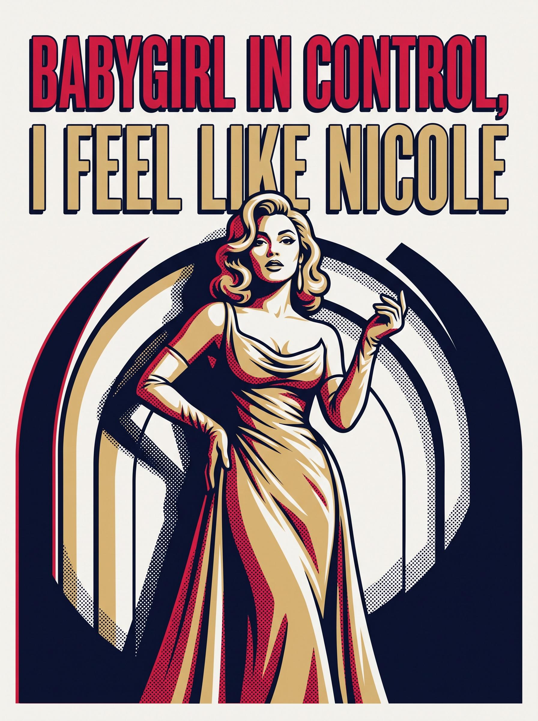 "Babygirl in control, 
I feel like Nicole" by Nicole Kidman — lyric art