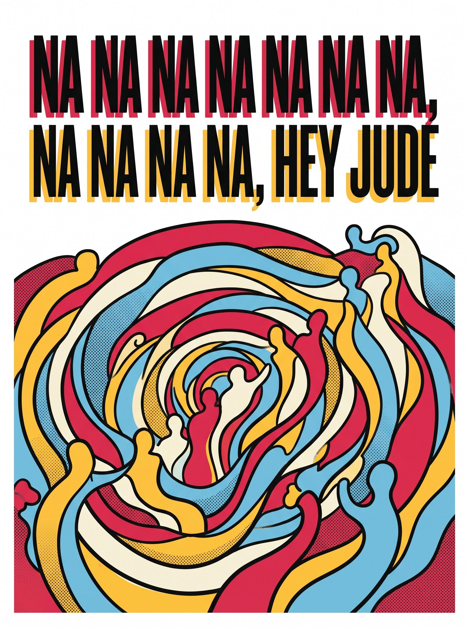 Hey Jude by The Beatles – 'Na na na na na na na, na na na na, hey Jude' lyric art print