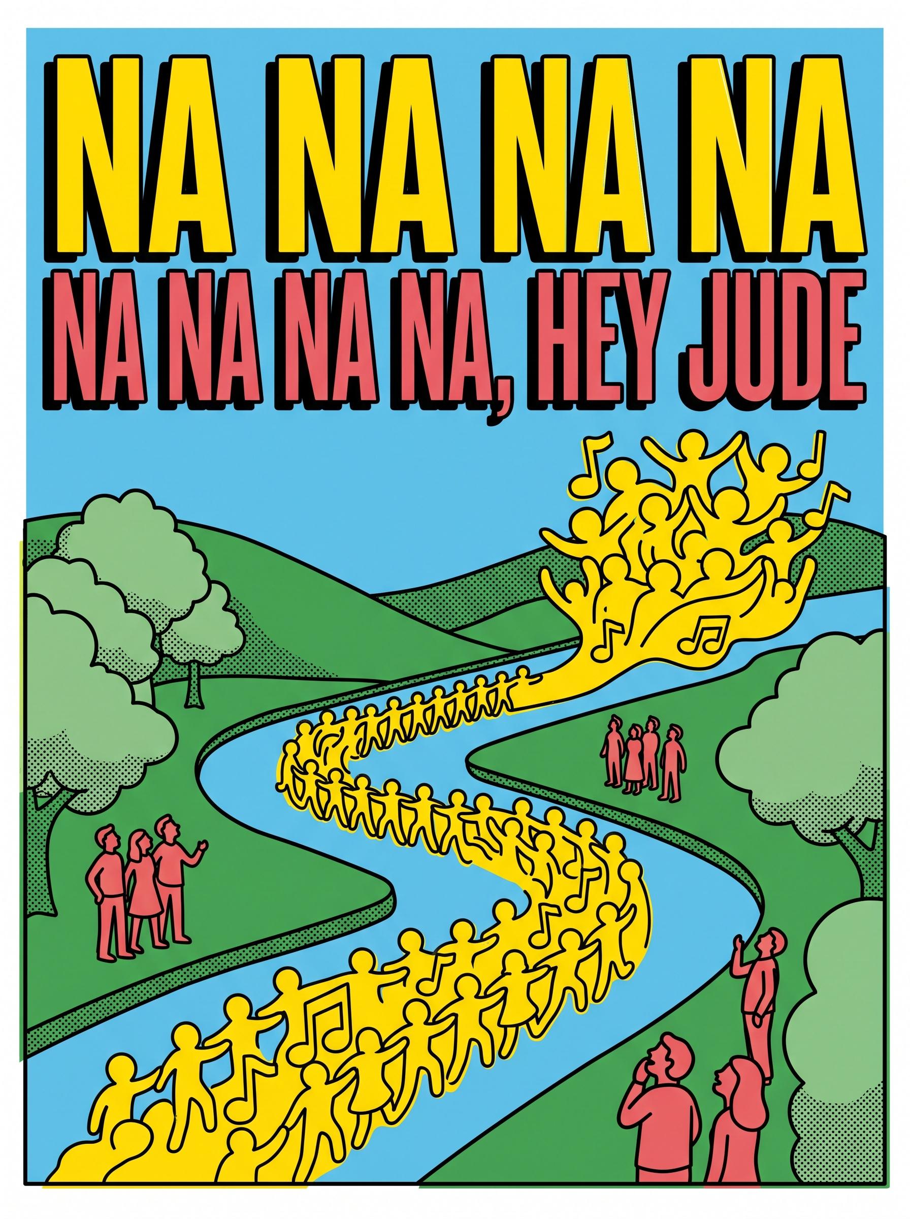 Hey Jude by The Beatles – 'Na na na na na na na, na na na na, hey Jude' lyric art print