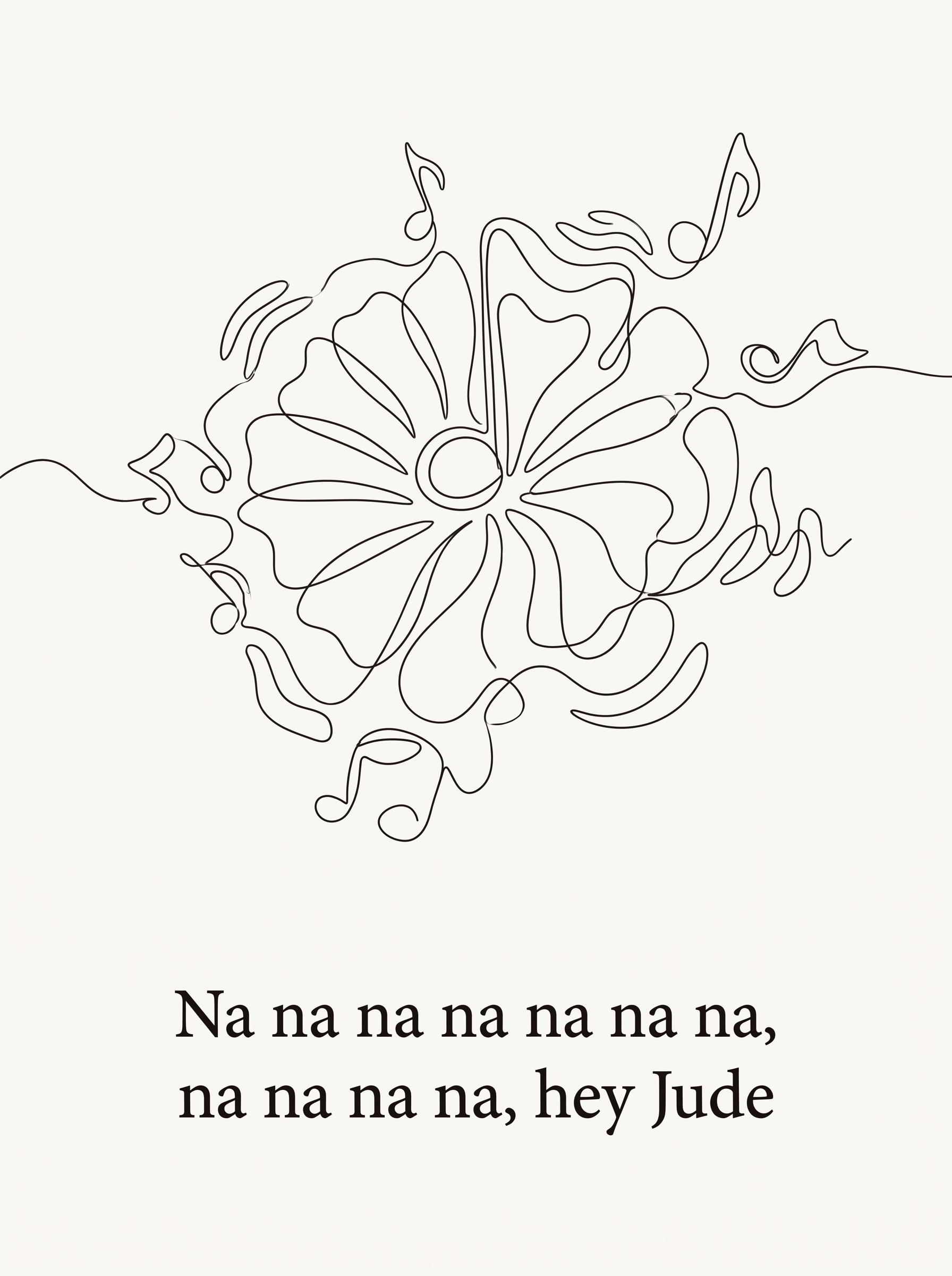 Hey Jude by The Beatles – 'Na na na na na na na, na na na na, hey Jude' lyric art print
