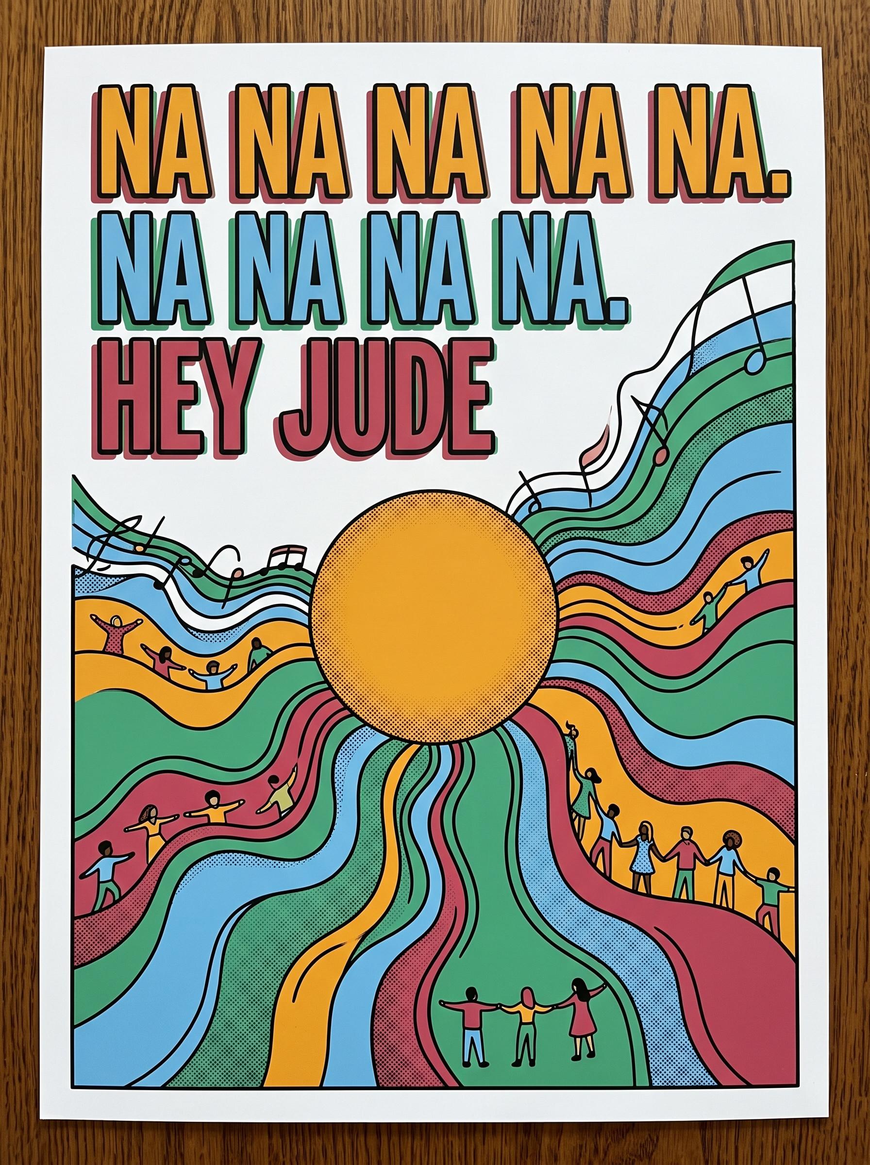 Hey Jude by The Beatles – 'Na na na na na na na, na na na na, hey Jude' lyric art print