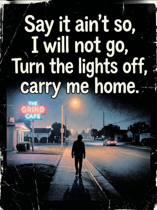 All the Small Things by blink-182 – 'Say it ain't so, I will not go, Turn the lights off, carry me home.' lyric design printed on the back of a t-shirt