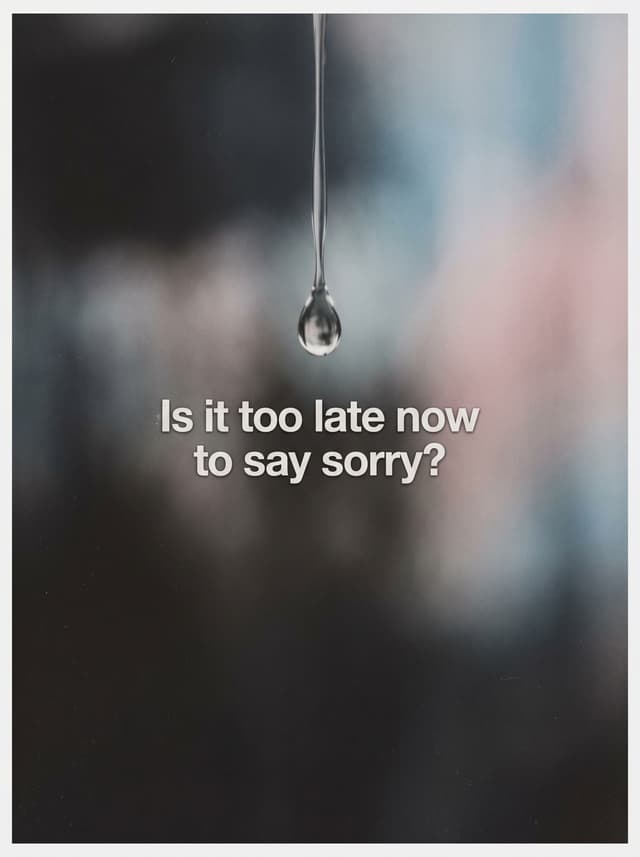 Sorry by Justin Bieber – 'Is it too late now to say sorry?' lyric design printed on the back of a t-shirt