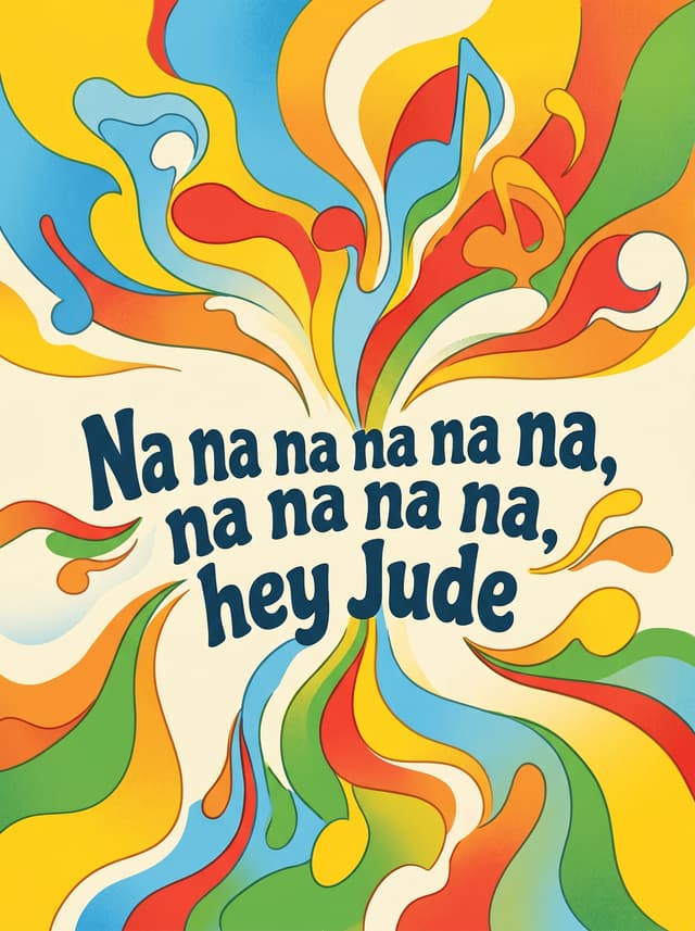 Hey Jude by The Beatles – 'Na na na na na na na, na na na na, hey Jude' lyric design printed on the back of a t-shirt