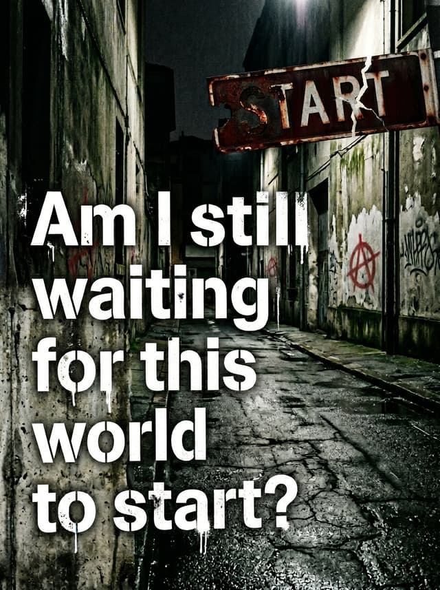 Still Waiting by Sum 41 – 'Am I still waiting for this world to start?' lyric design printed on the back of a t-shirt