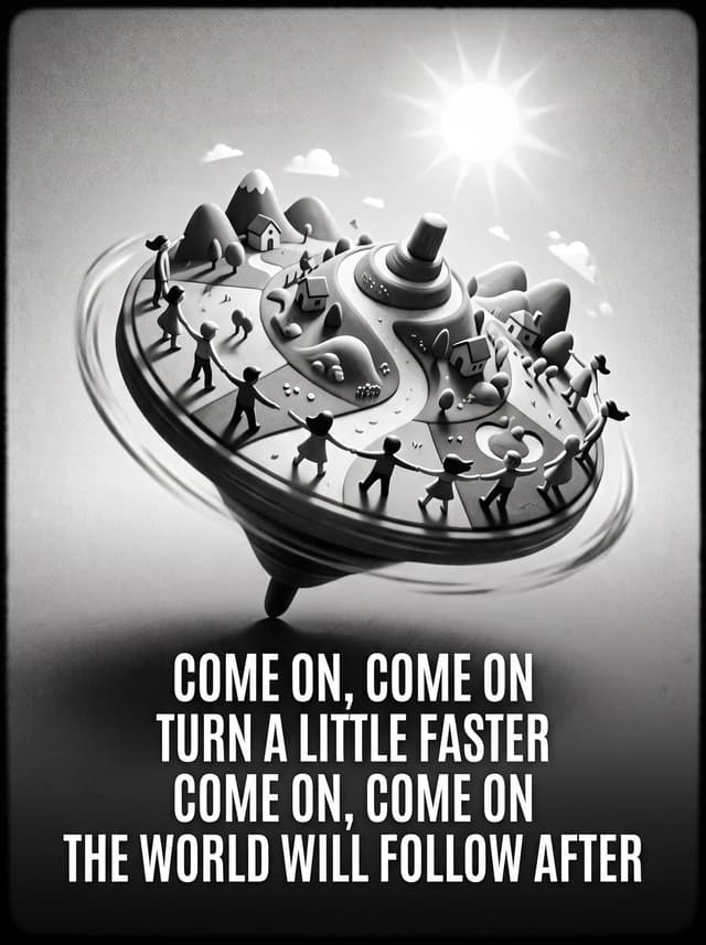 Accidentally in love by Counting Crows – 'Come on, come on, Turn a little faster, Come on, come on, The world will follow after' lyric design printed on the back of a t-shirt