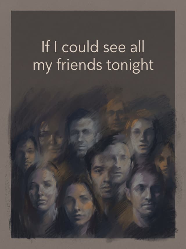 All my friends by LCD soundsystem – 'If I could see all my friends tonight' lyric design as a poster hanging in a living room