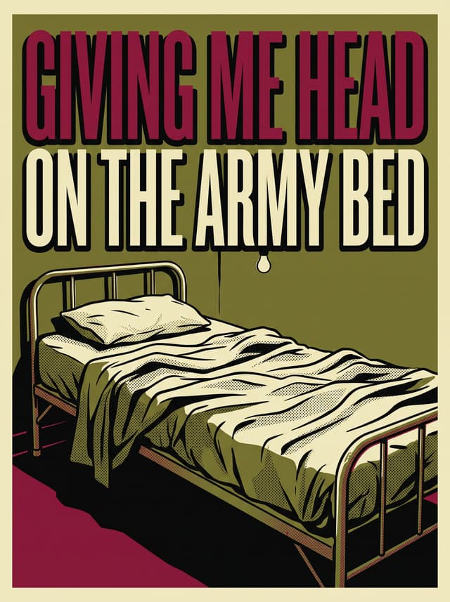 Chelsea hotel by Leonard cohan – 'Giving me head on the army bed' lyric design as a poster hanging in a living room