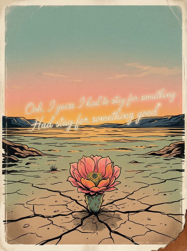 Stay for something by CMAT – 'Ooh, I guess I had to stay for something, Had stay for something good' lyric design printed on the back of a t-shirt