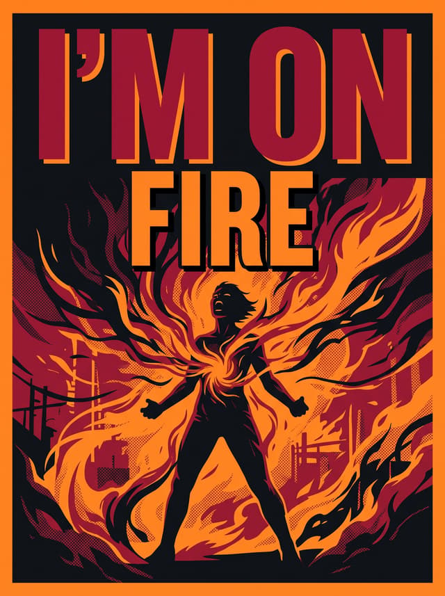 Fire by Kasabian – 'I'm on fire' lyric design printed on the back of a t-shirt
