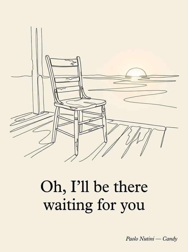 Candy by Paolo Nutini – 'Oh, I'll be there waiting for you' lyric design printed on the back of a t-shirt