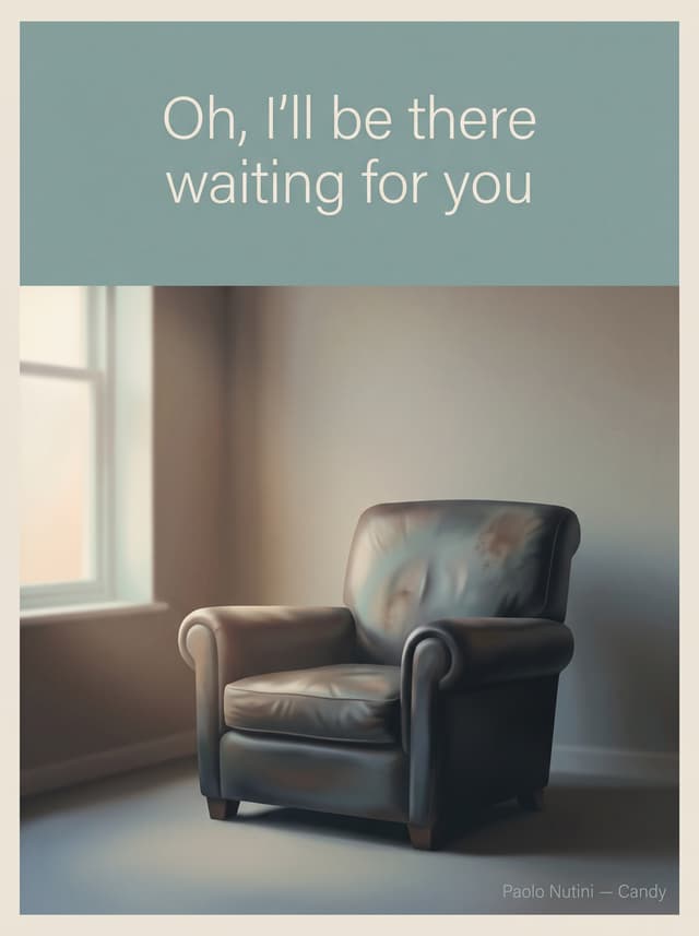 Candy by Paolo Nutini – 'Oh, I'll be there waiting for you' lyric design printed on the back of a t-shirt