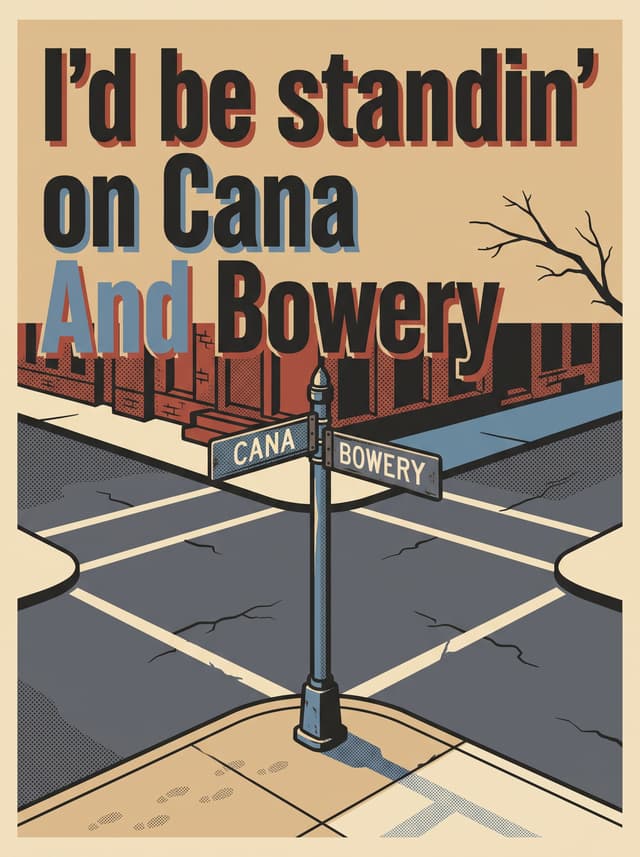 Ho Hey by The Lumineers – 'I'd be standin' on Cana, And Bowery' lyric design printed on the back of a t-shirt